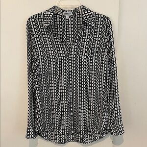 Express Black & White Love Portofino Button Down Shirt with 2 Breast Pockets